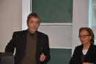 Helmut Sattmann und Univ.-Prof. Dr. Maria Teschler-Nicola, Geburtstagsfeier Erich Thenius 11.2014, Uni Wien; Foto F. Gusenleitner
