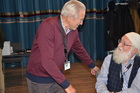 Günter Stangelmaier und
Eyjolf Aistleitner, Entomologentagung in Linz, Schlossmuseum, November 2019; Foto Fritz Gusenleitner