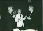 links nach rechts: Razowski, E. W. Diehl, Emanuel de Bros, Budapest April 1986;  Fotoarchiv: Hans Malicky