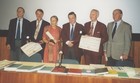 von links nach rechts: Hannes F. Paulus, Hubert Rausch, Ulrike Aspöck, Erhard Christian, Horst Aspöck, Emil Hölzel, ÖEG-Tagung Wien, 2004