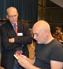 Prof. Dr. Roland Gerstmeier und Andreas Link, Entomologentagung November 2013 im Schlossmuseum; Foto: Fritz Gusenleitner
